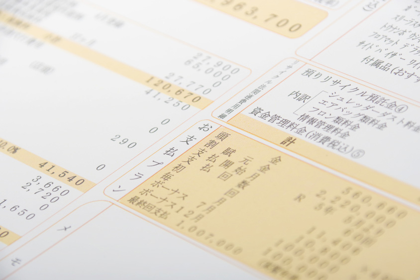 中古車購入の見積書のイメージ