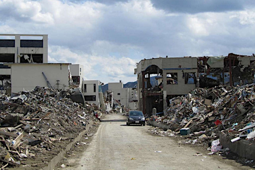 東日本大震災直後の陸前高田市
