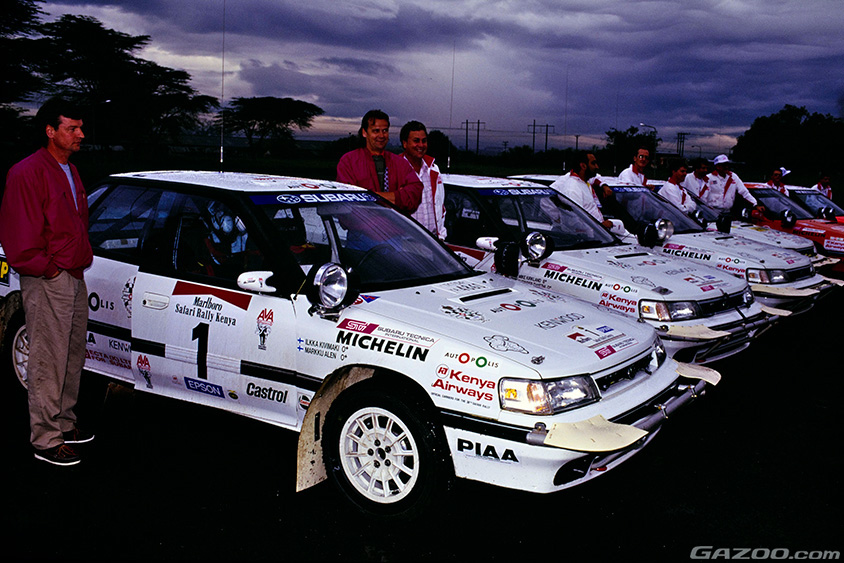 1990年のサファリラリーに合計6台（グループA仕様5台、グループN仕様1台）が投入されたレガシィ