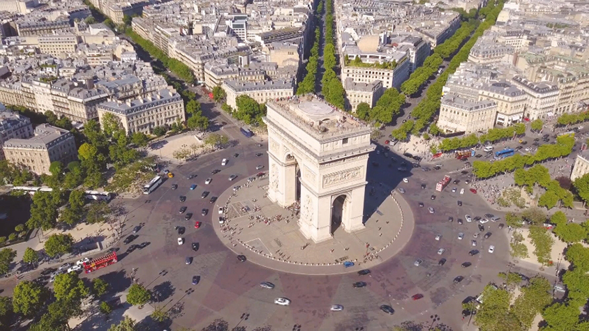 パリの凱旋門を中心とするラウンドアバウト