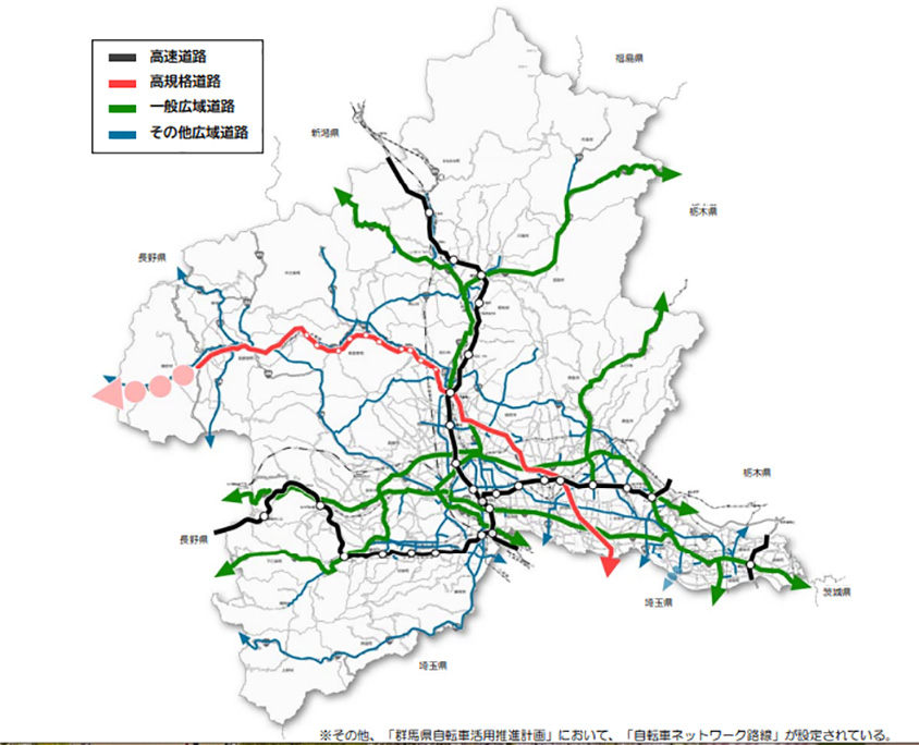 群馬県広域道路ネットワークビジョン図
