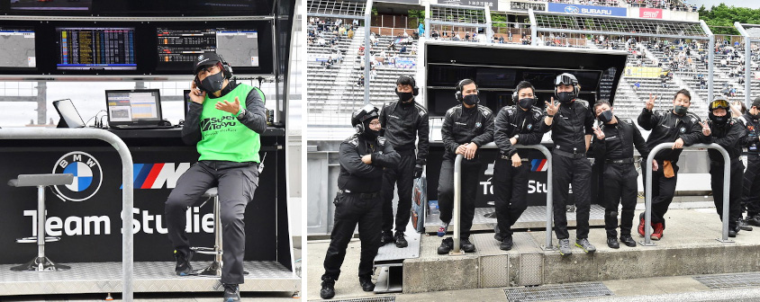 チーム・スタディ BMW M2 CS Racingの高木エンジニアとチームスタッフ