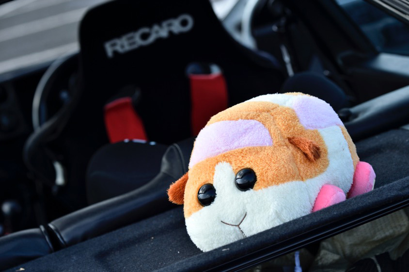 トヨタ・スプリンタートレノ(AE86)においてあるぬいぐるみ
