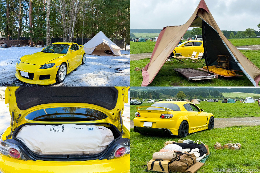 マツダ・RX-8で行くキャンプの様子