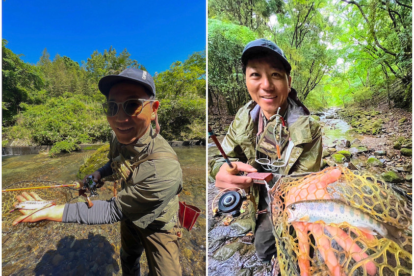 釣った魚を見せる田中さん