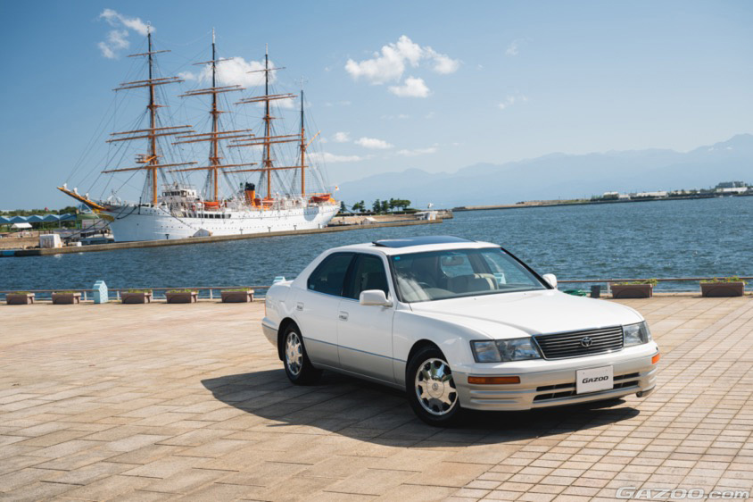 GAZOO愛車取材会の会場、富山県射水市の海王丸パークで取材した1996年式のトヨタ・セルシオ(UCF21)
