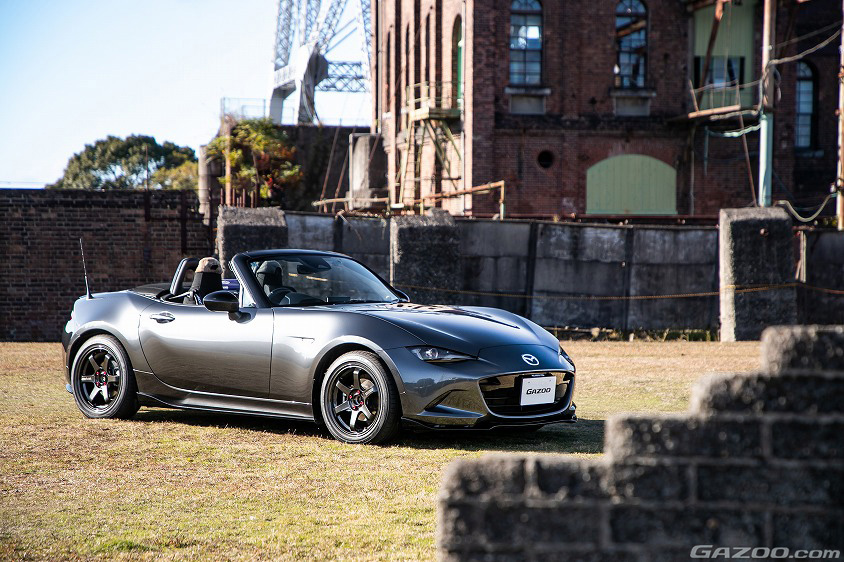 GAZOO愛車取材会の会場である世界遺産の万田坑で取材したマツダ・ロードスター（ND5RE)