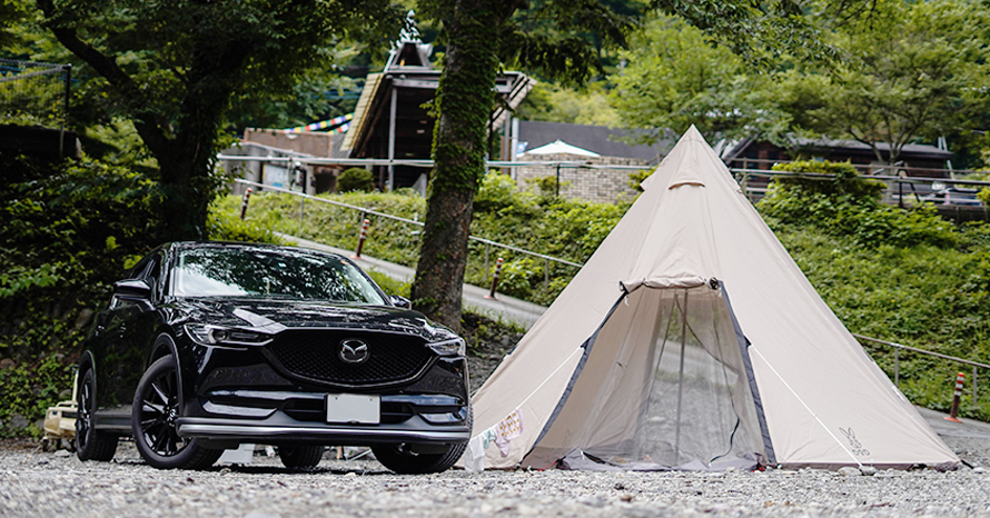 走りもデザインもお気に入りのCX-5で、新たな家族とのデイキャンプを