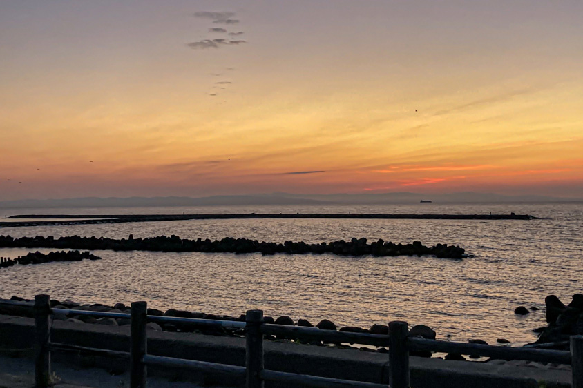 海岸線の夕日
