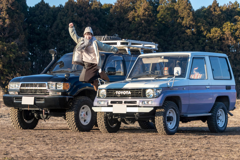 トヨタ・ランドクルーザー80とプラド71とジャンプするちゃこぱんさん