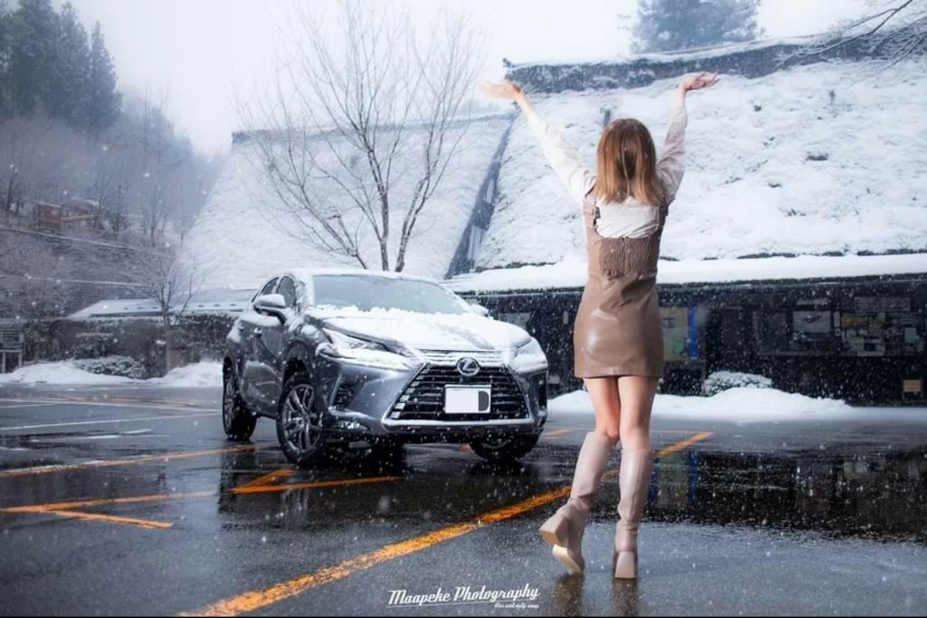 レクサス・NX300hと雪とmonさん