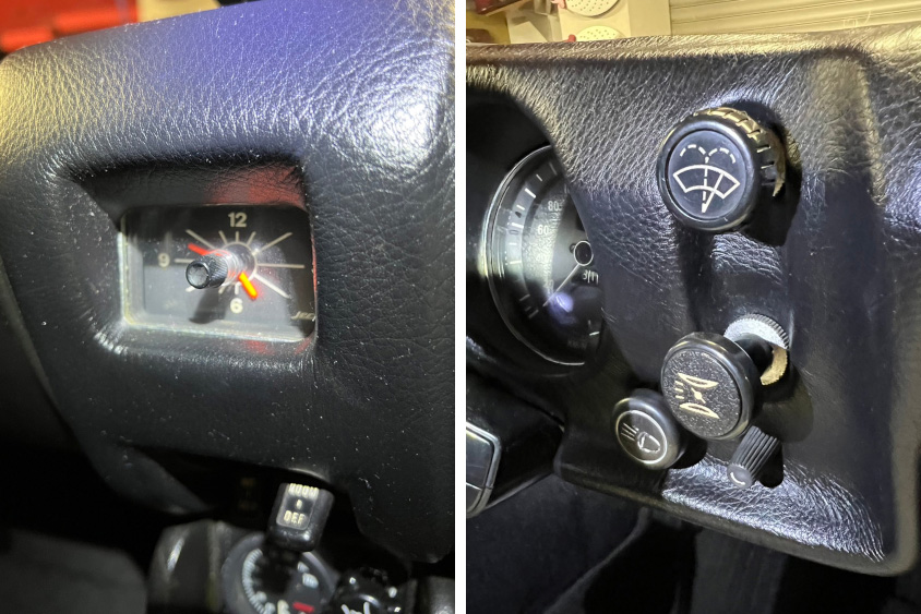 日産・ダットサン・フェアレディSR311のアナログの時計とスイッチ