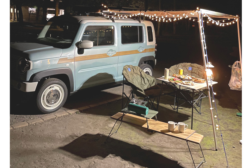 スズキ・ハスラーと夜のキャンプ