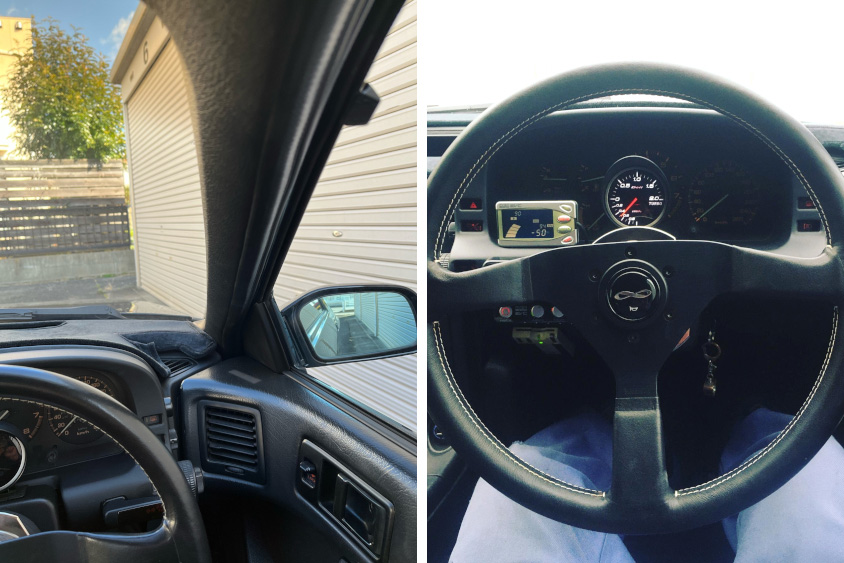 マツダ・RX-7(FC3S)のガラスとハンドル