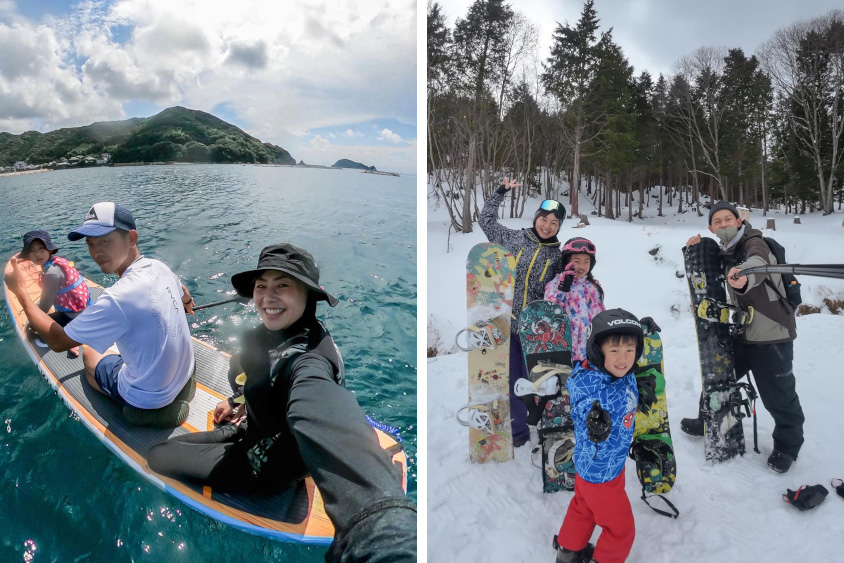 AZUさんとご家族のレジャーの様子