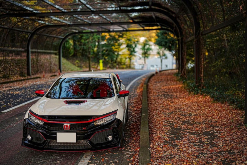 ホンダ・シビックタイプR（FK8）と落ち葉
