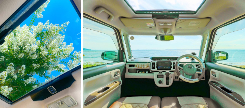 ダイハツ・ムーヴキャンバスに後付けしたサンルーフ