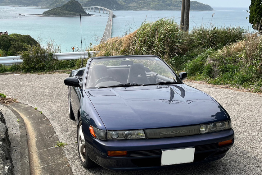 日産・シルビアコンバーチブルと角島大橋