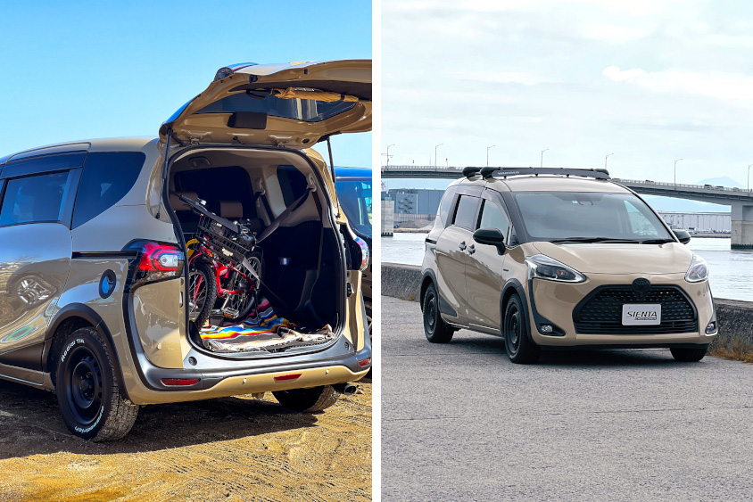 自転車を積むトヨタ・シエンタのラゲージ