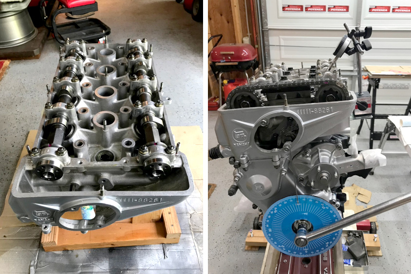 トヨタ・カローラの２T-GEUエンジンを組んでいる様子