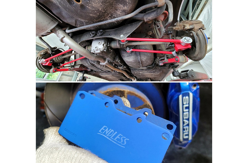 スバル・インプレッサWRX STi（GC8）のフロントのメンテナンスの様子