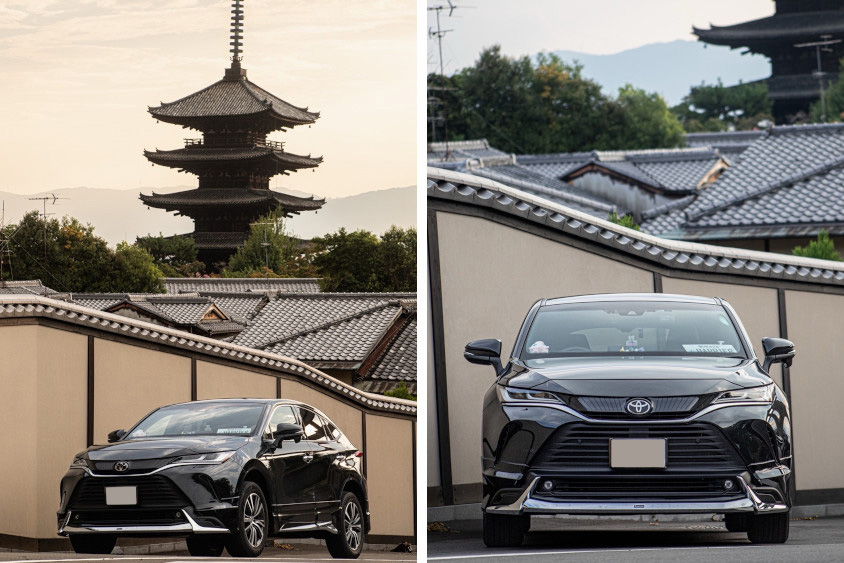 トヨタ・ハリアーと京都の街並み