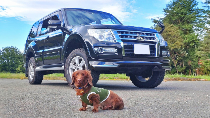 三菱・パジェロ（V93）と愛犬のチョッパー