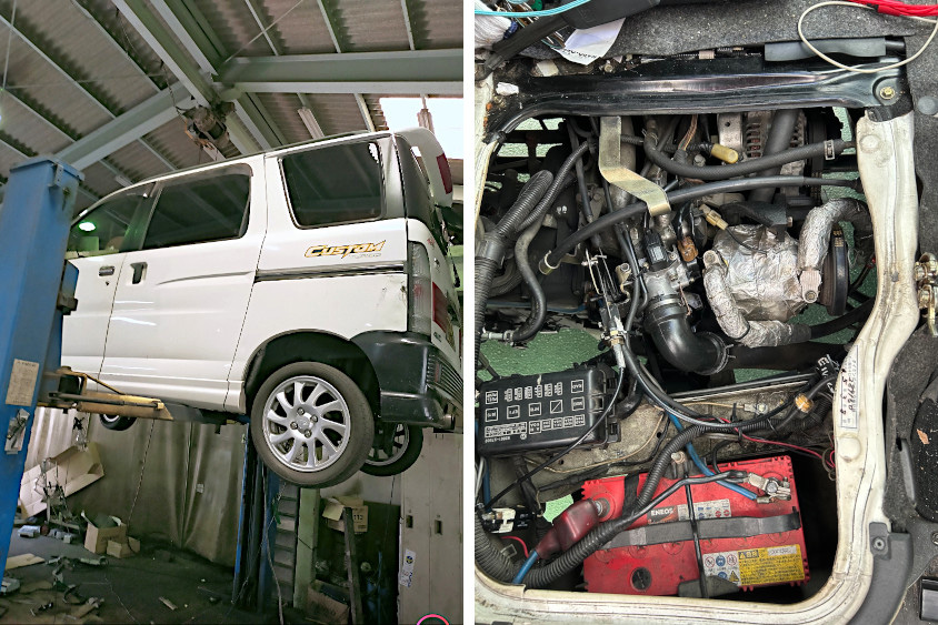 ダイハツ・アトレーカスタムの修理している様子
