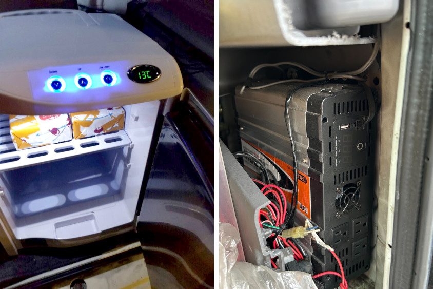 ダイハツ・アトレーカスタムの冷蔵庫とインバーター
