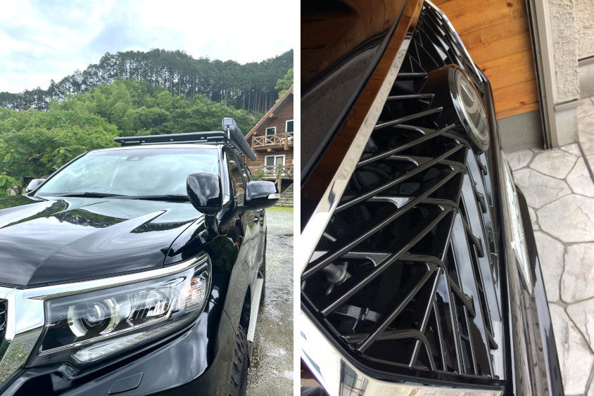 トヨタ・ランドクルーザープラドのヘッドライトとフロントグリル