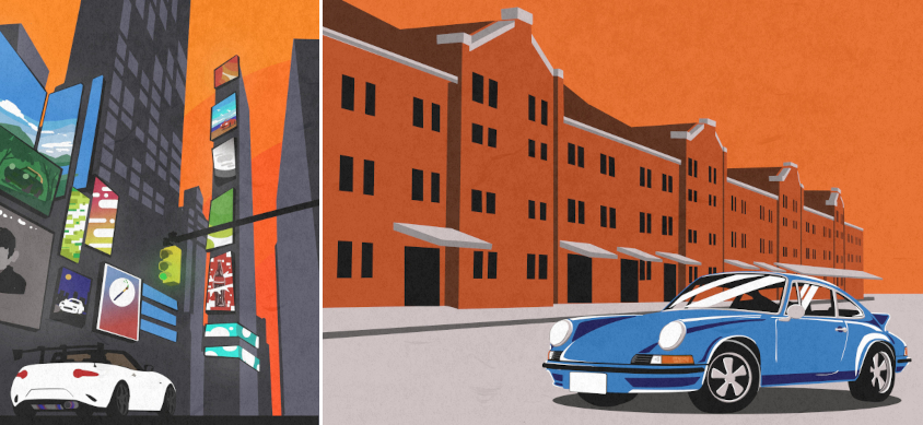 ロードスターとポルシェのイラスト