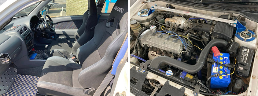 トヨタ・スターレット グランツァSのインテリアとエンジンルーム