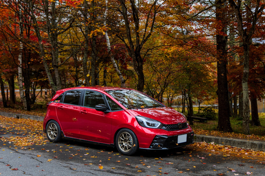 ホンダ・フィットと紅葉