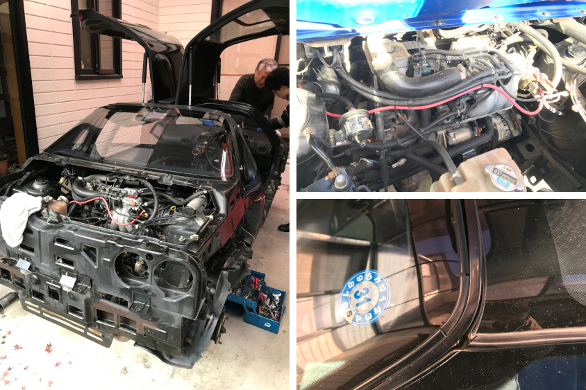 スズキ・キャラの修理中の様子