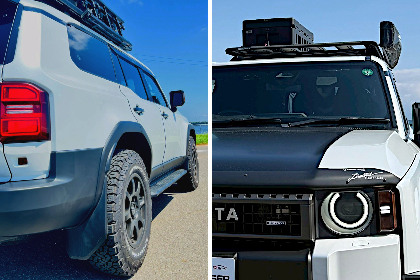 トヨタ・ランドクルーザー250のマッドテレーンタイヤとヘッドライト