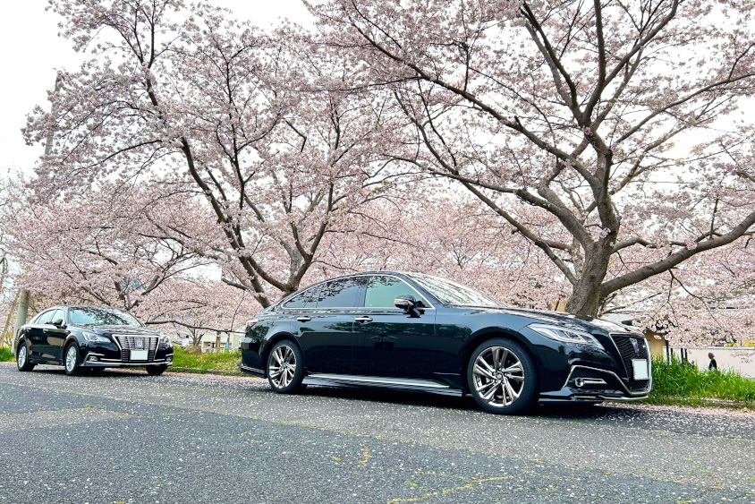 トヨタ・クラウンRSと桜