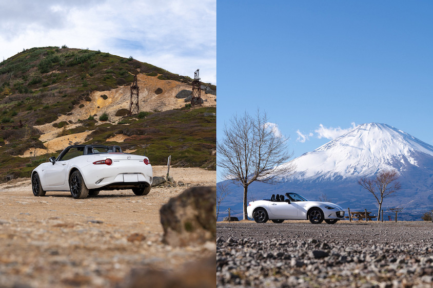 マツダロードスターと山