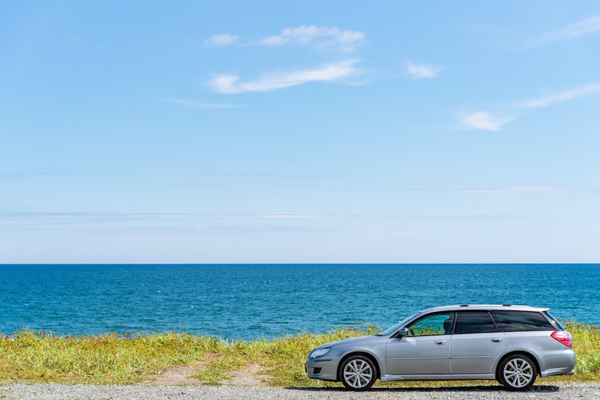 スバルレガシィ＠海岸