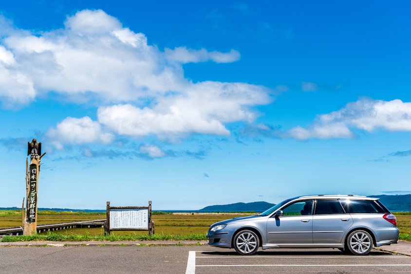 スバルレガシィ＠能取湖