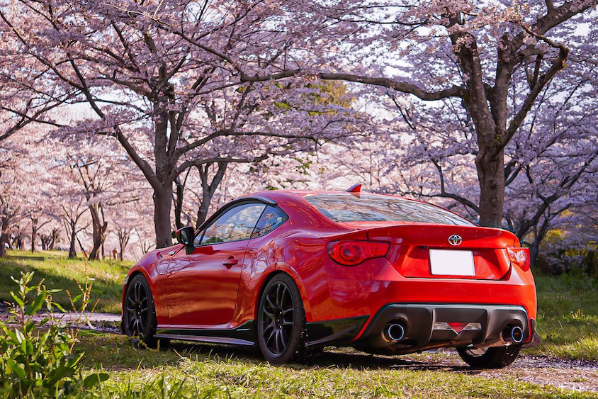 トヨタ86と桜並木02