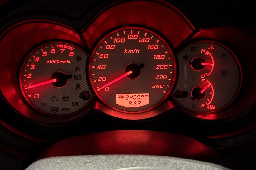 240,000kmを記録したメーター