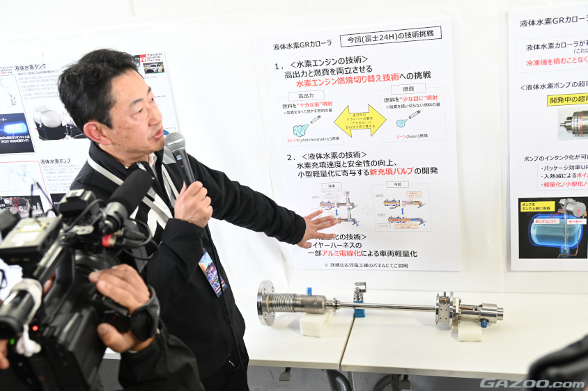 ピットでメディアに解説するGR車両開発部 伊東直昭主査