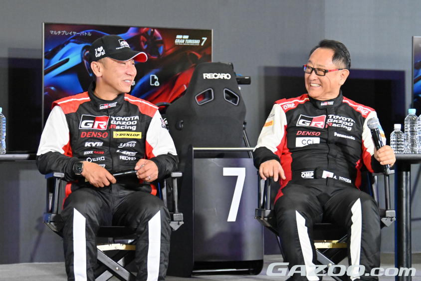 TGRラリーチャレンジでは、ドライバーのモリゾウ選手のコ・ドライバーを務める勝田範彦選手（ジャパンモビリティショー2023）