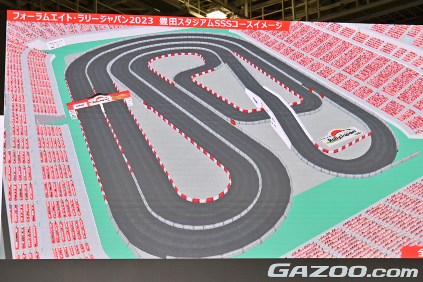 ラリージャパンの豊田スタジアムのスーパーSSのコース（ジャパンモビリティショー2023）