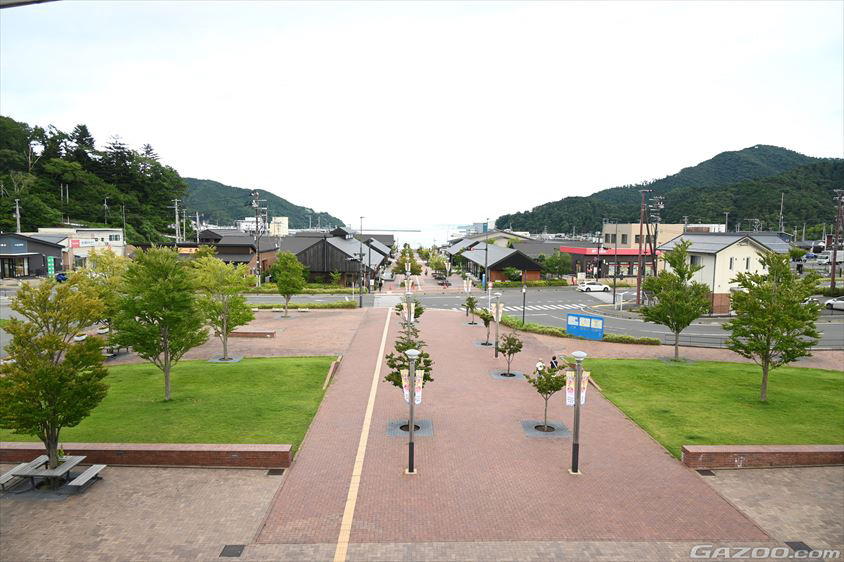 女川駅の3階の展望フロアからの眺め