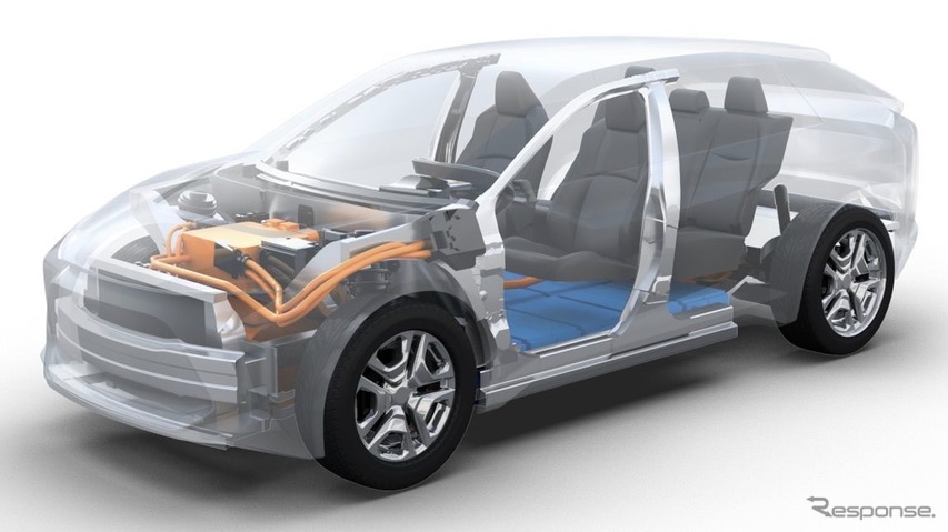 トヨタが欧州市場に投入する予定の新型電動SUV（フルEV）のティザーイメージ