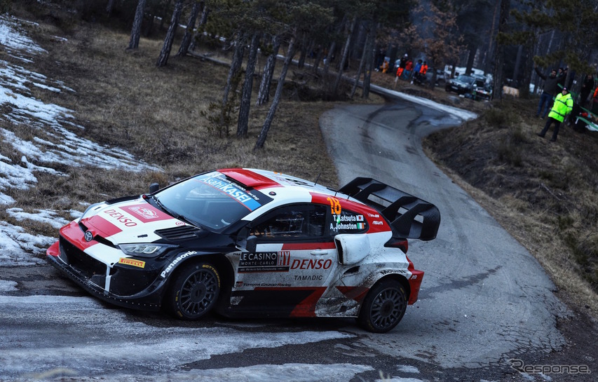 2022年WRC開幕戦モンテカルロを走る#18 勝田貴元（トヨタ GRヤリス Rally 1）。