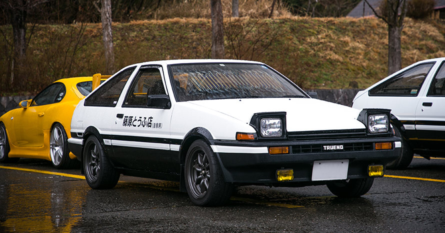R*a様 AE86イニシャルD仕様ワタナベ深リム　旧車　絶版車　タイヤ付　マーク イニシャルDに憧れて手に入れたのは、トヨタが展示に使ったあの