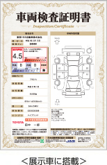 車両検査証明書のイメージ（展示車に搭載）