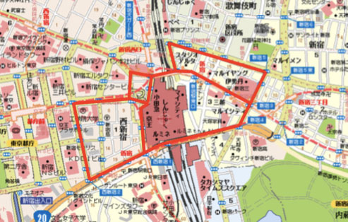 こちらは新宿を走る基本ルート。これを4時間ないしは1日かけて走行する